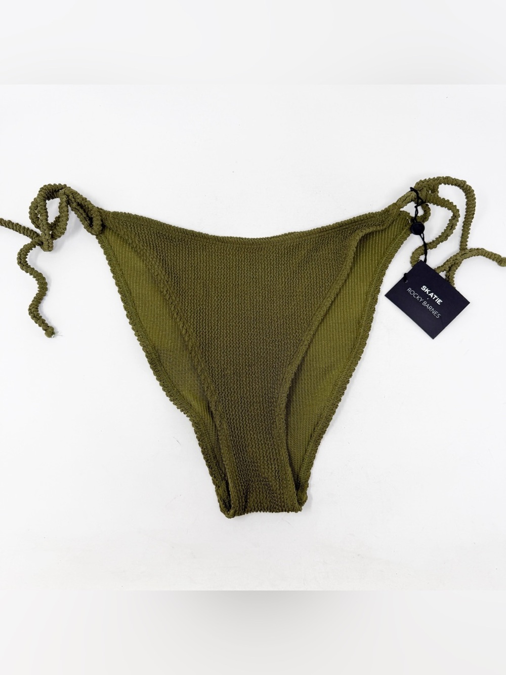 Skatie X Rocky Barnes Olive Green Ribbed VERA Bikini Bottoms Size XL Beach NEW